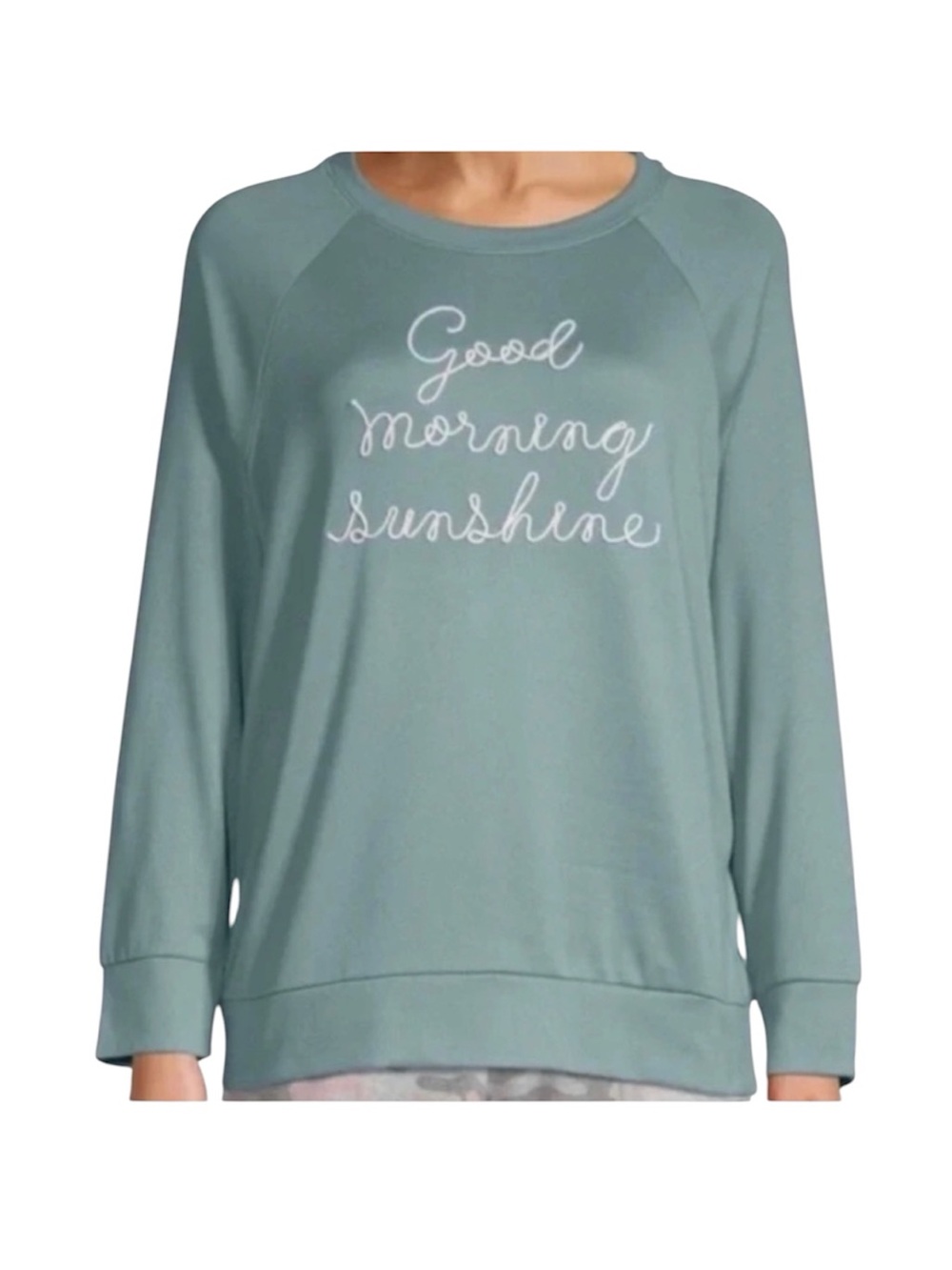 Secret Treasures Mint Green Long-Sleeve Pajama Top with Script